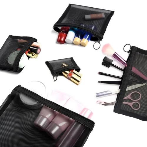 Miniatura 2 de patu Bolsas de malla con cremallera, paquete de 5 (XS/S/M/L y bolsa larga), organizador de accesorios cosméticos de maquillaje de belleza, kit
