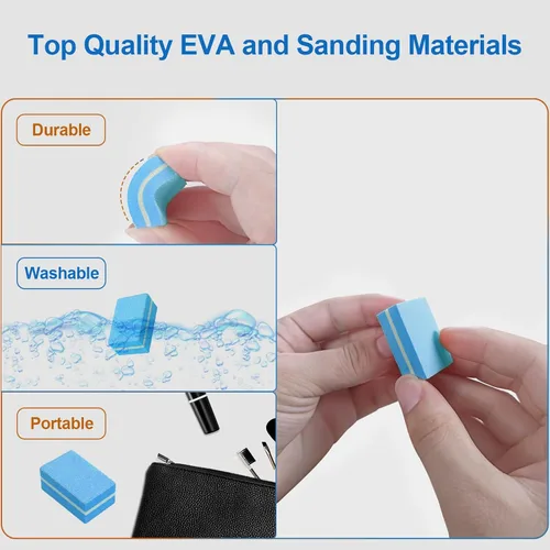 Miniatura 5 de Pulidores de uñas (paquete de 50), mini lima de uñas para uñas acrílicas y uñas naturales, bloque de pulido de uñas de grano 100/180, bloques