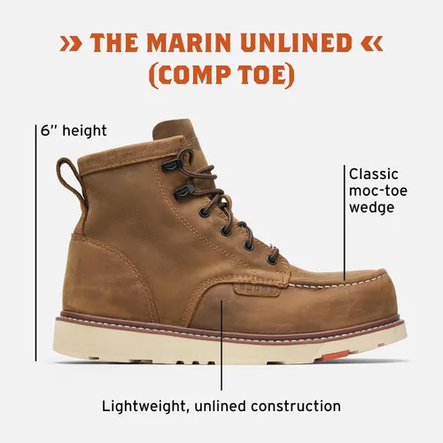 Miniatura 2 de BRUNT Marin Sin Forro (Puntera Compuesta) - Marrón - Bota de Trabajo con Cuña y Puntera de Seguridad Ligera de 6" - Clasificación EH - Resistente a