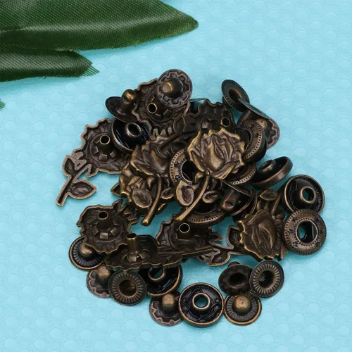 Miniatura 9 de EXCEART Juego de 10 cierres de botón a presión de estilo retro de 0.62 x 1.10 pulgadas, accesorios de hebilla con base para bolsos de costura