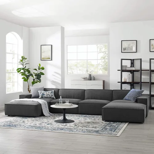 Miniatura 11 de Modway Restore - Sofá seccional tapizado de 5 piezas en color carbón