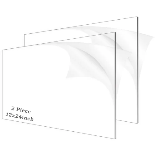 Miniatura 20 de 2 piezas de hojas de acrílico de 1/8" de espesor (3mm) de plexiglás transparente fundido de 12” x 16” con papel protector para letreros, proyectos
