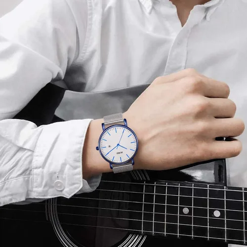 Miniatura 6 de BUREI - Reloj de pulsera analógico para hombre con fecha, extensible de malla de acero inoxidable