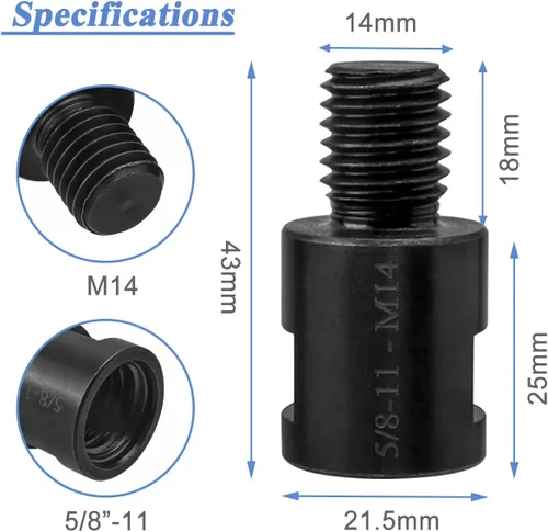 Miniatura 2 de Wolfride Adaptador de accesorio para amoladora angular M14 de 5/8-11 a hembra a M14 adaptador macho (2 piezas)