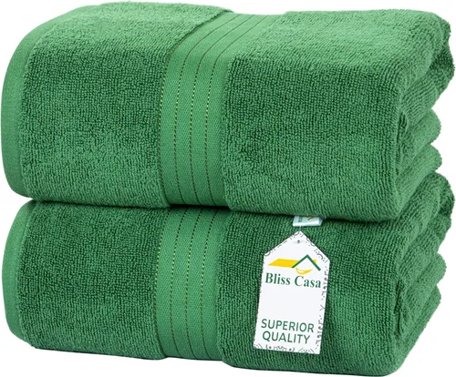 Miniatura 19 de Bliss Casa Paquete de 2 toallas de baño jumbo de algodón de gran tamaño de 35 x 70 pulgadas, ultrasuaves y altamente absorbentes, de secado rápido
