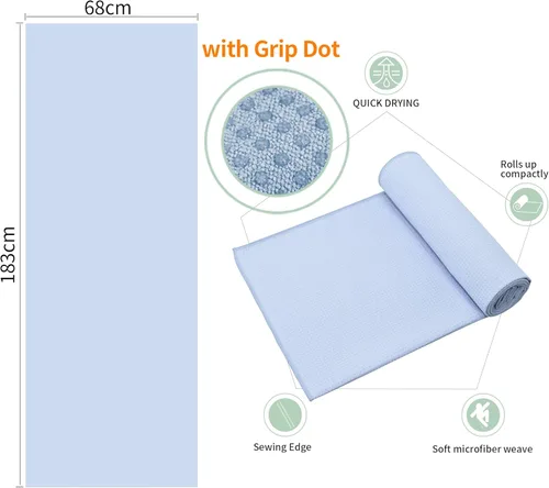 Miniatura 2 de Paquete de 2 Toallas de Yoga Caliente con Puntos de Agarre, Toallas de Esterilla de Yoga Stickyfiber Antideslizantes para Yoga Caliente, Cubierta