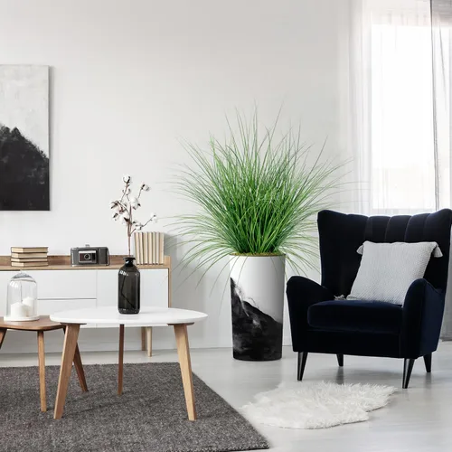 Miniatura 11 de Árbol artificial en maceta contemporánea, palmera tropical areca artificial de seda para decoración del hogar en interiores y exteriores, altura