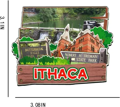 Miniatura 3 de Imán de madera para nevera de Ithaca New York USA 3D, monumentos de viaje, coleccionables, recuerdos, decoración hecha a mano -2530