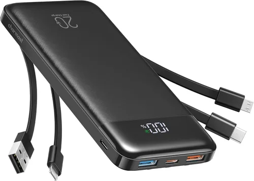Charmast - Cargador portátil de 20000 mAh con cables incorporados, banco de energía de 22.5W para viajes, cargador rápido, paquete de batería para