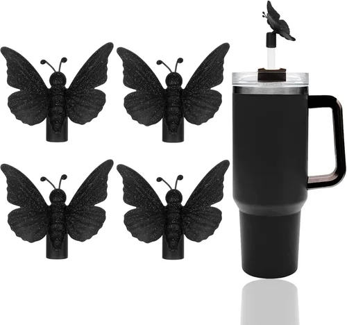Miniatura 7 de 6 fundas de paja con diseño de flores bonitas compatibles con vasos Stanley de 30 y 40 onzas, tapas reutilizables de silicona para popotes, 18-6