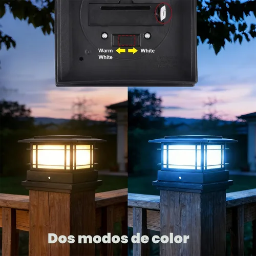 Miniatura 3 de Dynaming Luces solares de 4 x 4 para exteriores con 2 modos de color, luces solares para poste de valla, carcasa negra para postes de vinilo/madera
