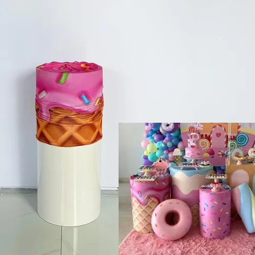 Miniatura 4 de Fundas de mesa cilíndricas con forma de dona rosquilla para dulces helados, dulces, fiestas, decoración de pedestal, baby shower, niñas, fiesta