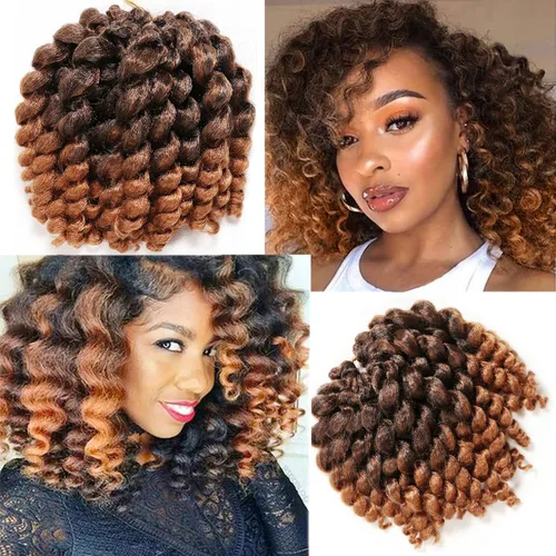 Miniatura 29 de Cabello de ganchillo Jamaicano Bounce, paquete de 4 paquetes de 6 pulgadas, varita de pelo rizado de ganchillo para mujeres negras