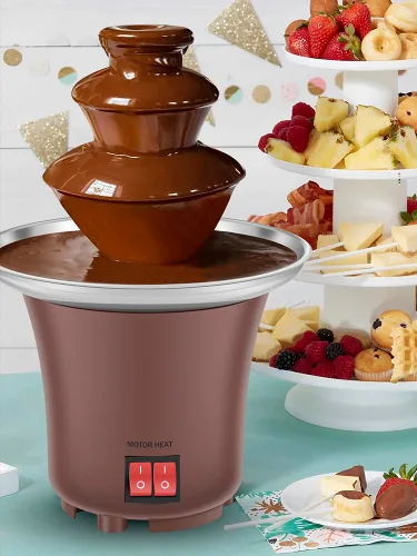 Miniatura 8 de Máquina eléctrica de fuente de chocolate, fuente de queso de 3 capas, capacidad para máquina de 10 onzas, fuente de fondue de chocolate, máquina