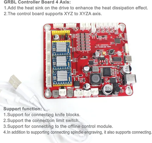 Miniatura 9 de RATTMMOTOR Placa controladora CNC de 4 ejes GRBL Tablero de controlador USB Puerto USB 12-24VDC Router CNC Máquina de grabado Controlador para DIY