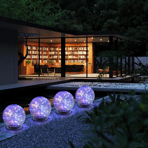 Miniatura 6 de MLKNK Luces solares de globo para exteriores, impermeables, bolas solares, luces solares de jardín, orbes para exteriores, paquete de 2 bolas