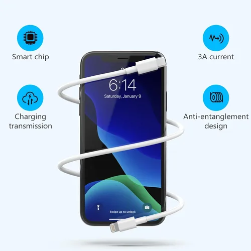 Miniatura 3 de Cable USB C a Lightning, paquete de 5 unidades de 6 pies [certificado Apple MFi] Cargador rápido para iPhone de carga rápida tipo C a cable