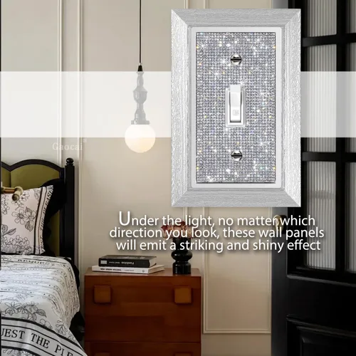 Miniatura 4 de 1 pieza Placas de pared con diamantes de imitación brillantes Cubierta de interruptor de luz Placa decorativa de pared con palanca única Placas