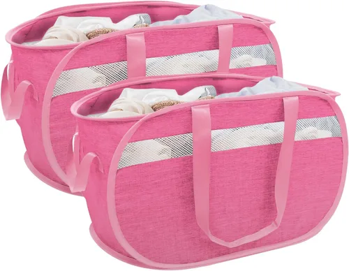 Miniatura 13 de Cesta plegable para la ropa sucia duradera con 2 compartimentos para clasificar y almacenar, cesta portátil para ropa sucia para dormitorio, cuarto