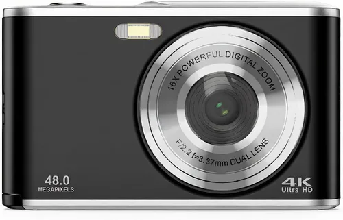 Cámara digital 4K, cámaras de enfoque automático de 48 MP para fotografía, cámara compacta de vlogging con cámara dual, punto de zoom 16X y cámara