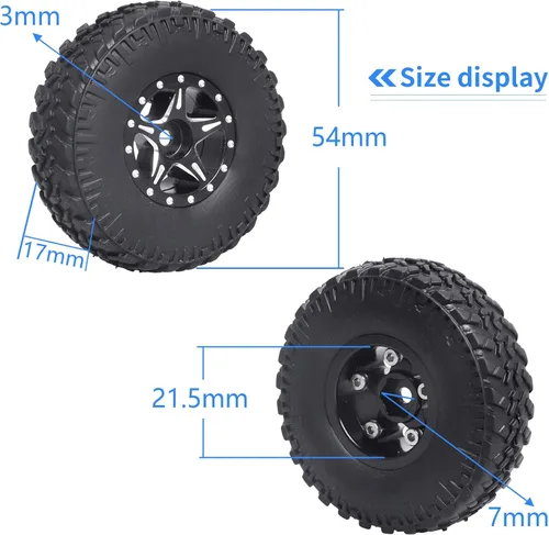 Miniatura 2 de Juego de ruedas y neumáticos Beadlock 1.0 para escala 1/24 Axial SCX24 AX24 Gladiator Deadbolt Bronco C10 JLU CRC B17 Betty Chevy RC Crawler piezas