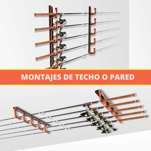 Miniatura 2 de Gocozer Soporte para Caña de Pescar para Garaje, Soportes H5 para Pared o Techo con Caña de Pescar con Almohadilla Protectora Suave, Organizador