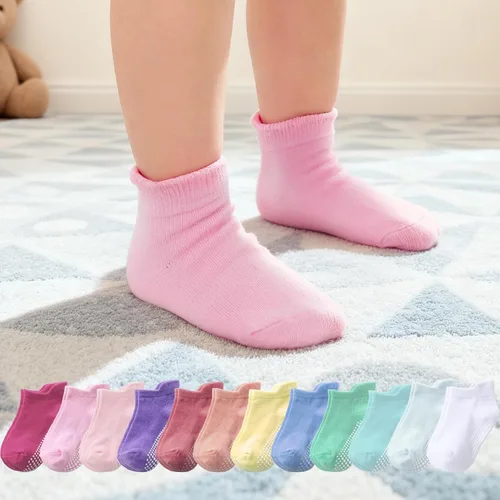 Miniatura 11 de Calcetines de tobillo antideslizantes para bebé, paquete de 12 para niños y niñas, calcetines de algodón lindos para bebés