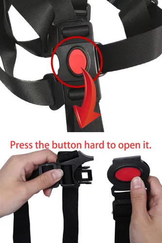 Miniatura 5 de Arnés universal de 5 puntos para bebé con 5 almohadillas, arnés ajustable correa de seguridad para bebé, cinturón de seguridad para bebé para silla
