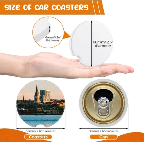 Miniatura 2 de Frienda Portavasos de cerámica para sublimación de automóvil, arenisca para taza de automóvil con muesca para el dedo para una fácil extracción