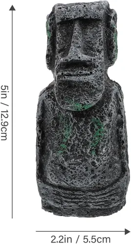 Miniatura 5 de balacoo Estatua de Moai de Pascua para decoración de acuario, estatua de cabeza de isla de Pascua de resina, decoración de paisaje de peces Betta