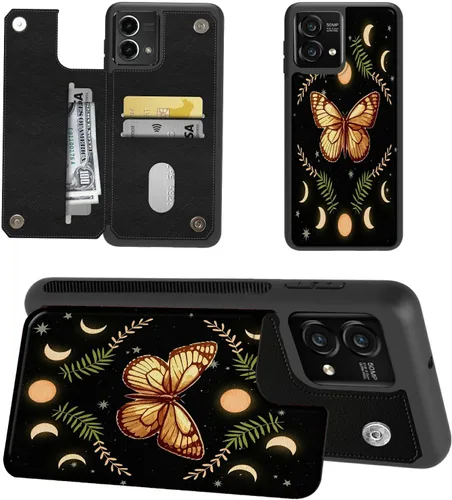 Miniatura 20 de Funda tipo cartera para Moto G Stylus 5G 2023 con soporte para tarjetas, bloqueo RFID, piel sintética, función atril, cierre magnético, funda