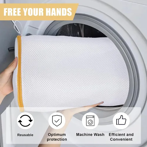 Miniatura 3 de Bolsa para lavadora de zapatos, bolsa de zapatos para lavadora y secadora, malla blanca Sandwish, 2 L (8 x 15 pulgadas)