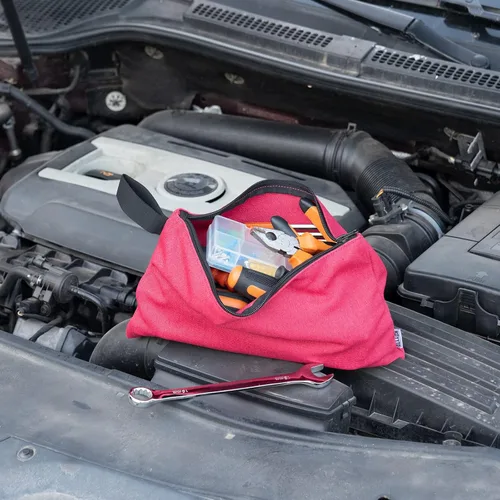 Miniatura 2 de Paquete de 8 bolsas de herramientas de lona con cremallera, actualizada de 16 onzas resistente bolsa de herramientas pequeña, bolsa de herramientas