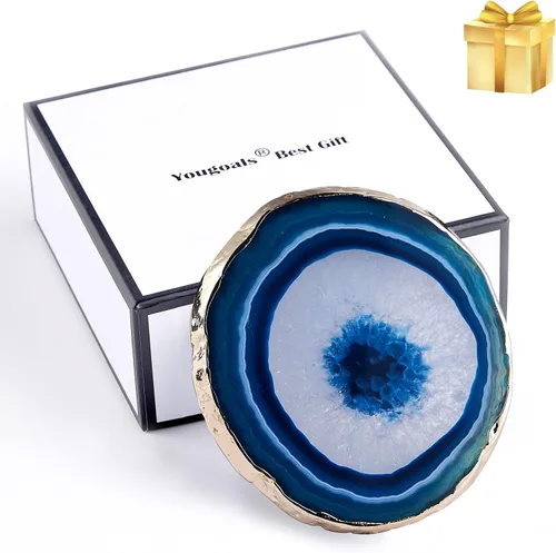Miniatura 8 de Posavasos de Ágata Geode para Bebidas con Piedra Natural de Gema, Posavasos de Ágata en Rodajas para Tazas y Alfombrilla de Copa para Decoración
