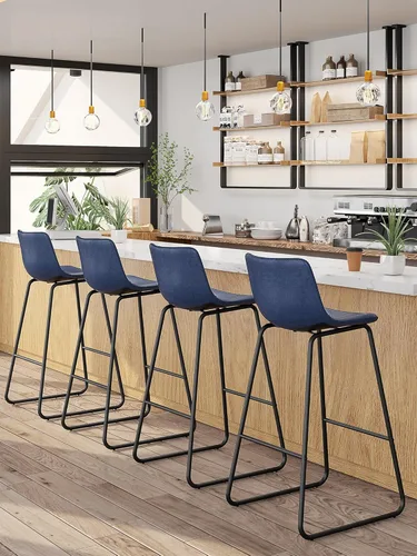 Miniatura 55 de Bar Stools Set of 2, 26 Inches Counter Height Bar Stools with Back, Modern Faux Leather Barstools with Metal Legs and Footrest, Bar Chairs for