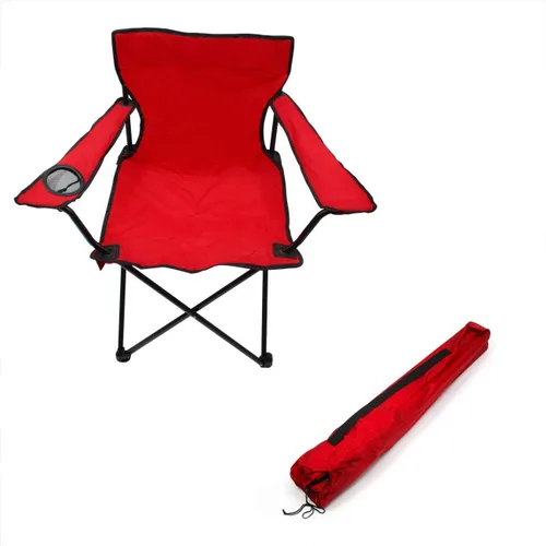 Trademark Innovations Silla plegable de campamento de playa para exteriores, 18 pulgadas de largo x 31 pulgadas de ancho x 32 pulgadas de alto, rojo