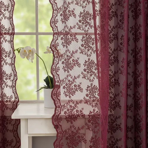 Miniatura 38 de YJ YANJUN Cortinas traslúcidas negras de 54 pulgadas de largo, panel de cortina de encaje gótico victoriano para cocina, cortinas cortas de Negro
