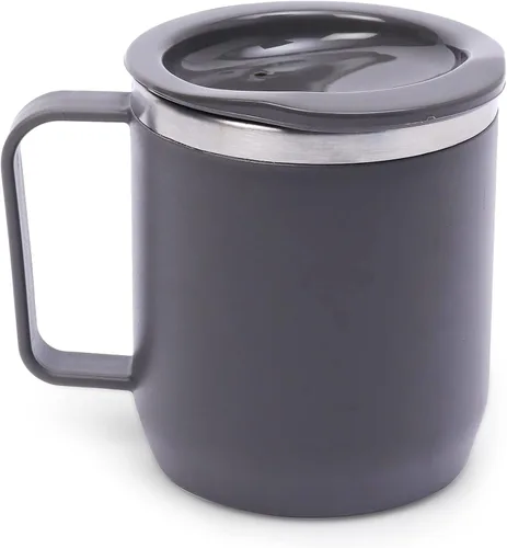 Miniatura 6 de ATCUSA Taza interior de acero inoxidable de 10 onzas con asa, taza de viaje al vacío de doble pared, taza con tapa, fabricada en la India, acabado