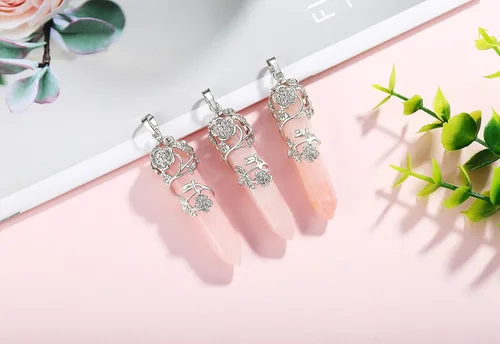Miniatura 4 de XIANNVXI - Collar con dije de punto de cristal envuelto en flores Reiki cristales curativos de piedras collares de piedra de cuarzo para mujeres