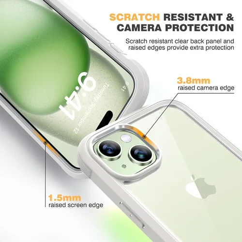 Miniatura 493 de Diaclara Funda diseñada para iPhone 16, mejorada [protección completa de la cámara], carcasa resistente de cuerpo completo con protector de pantalla