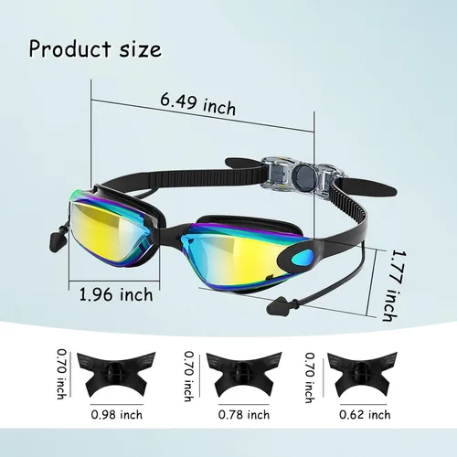 Miniatura 2 de Gafas de natación, antivaho anti-UV, sin fugas, gafas de natación ajustables con visión clara para mujeres y hombres Con