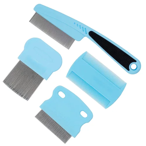 Peine antipulgas 4 piezas verde jade con dientes de alta resistencia para eliminar manchas de lágrimas para mascotas, juego de aseo para perros y