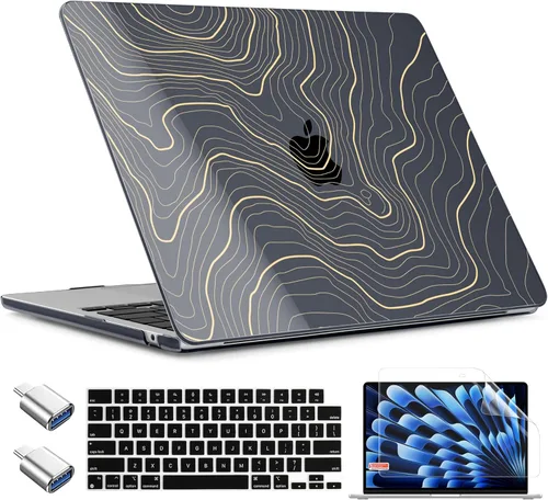 Miniatura 8 de TWOLSKOO Funda para MacBook Air de 15 pulgadas 2025 2024 2023 versión M4 A3241 M3 A3114 M2 A2941, carcasa rígida de plástico y protector