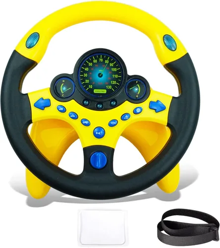 RedCrab Volante de Direccionamiento de Coche Simulado con Luz y Música para Niños, Juguetes de Asiento de Conducción Simulada, Juguetes Educativos