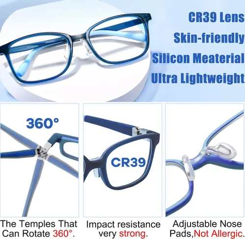 Miniatura 3 de 180° Hinges TR90 - Lentes de computadora para niños: Lentes de bloqueo de luz azul para niñas. Lentes de protección contra la radiación