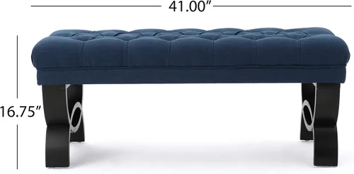 Miniatura 3 de Colette banco otomano de tela copetuda, Azul oscuro