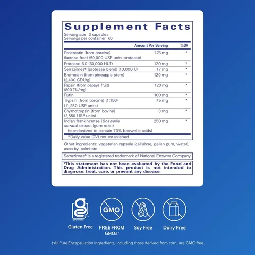 Miniatura 2 de Pure Encapsulations Complejo sistémico de enzimas - Apoya la recuperación muscular y la salud de las articulaciones - para la salud inmunológica*