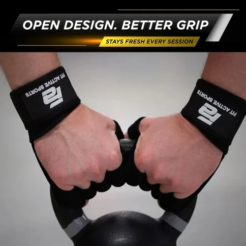 Miniatura 3 de Fit Active Sports Nuevos Guantes de Entrenamiento con Ventilación para Levantamiento de Pesas con Muñequeras Integradas para Hombres y Mujeres