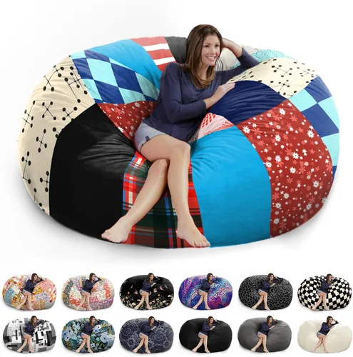 Funda de puf gigante de 6 pies - Funda de puf de terciopelo holandés suave y esponjosa (sin relleno, solo funda), funda de sofá holgazán extragrande
