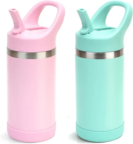 Miniatura 17 de Hydraful Botella de agua para niños de 12 onzas con tapa de pajilla, botella de acero inoxidable aislada al vacío, botella de agua deportiva sin BPA